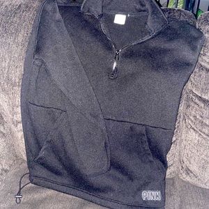 Pink fleece half zip up sweatshirt. Black.